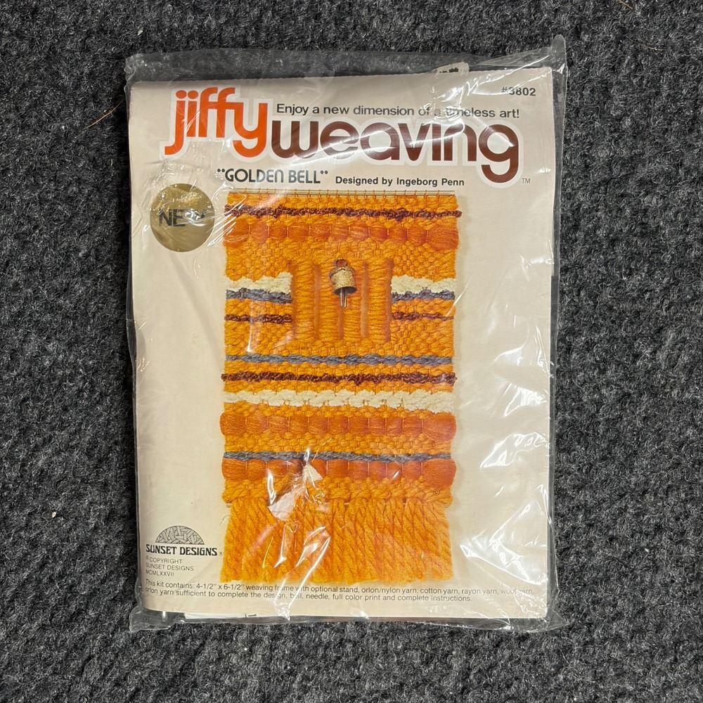 Vintage 1977 Sunset Designs Jiffy Weaving Kit Golden Bell 3802 Ingeborg Penn